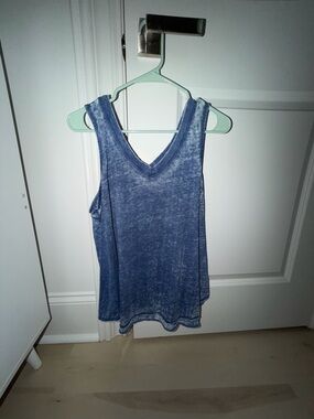 Washed Blue V-Neck Tank